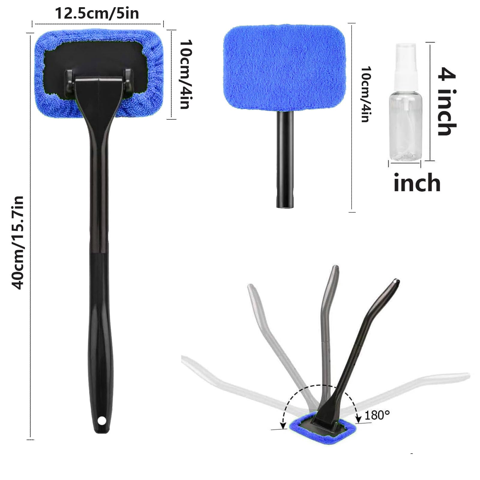 desin Car Windshield Cleaning Tool Windshield Cleaner with 5 Washable and Reusable Microfiber Pads and Extendable Handle for — view 2