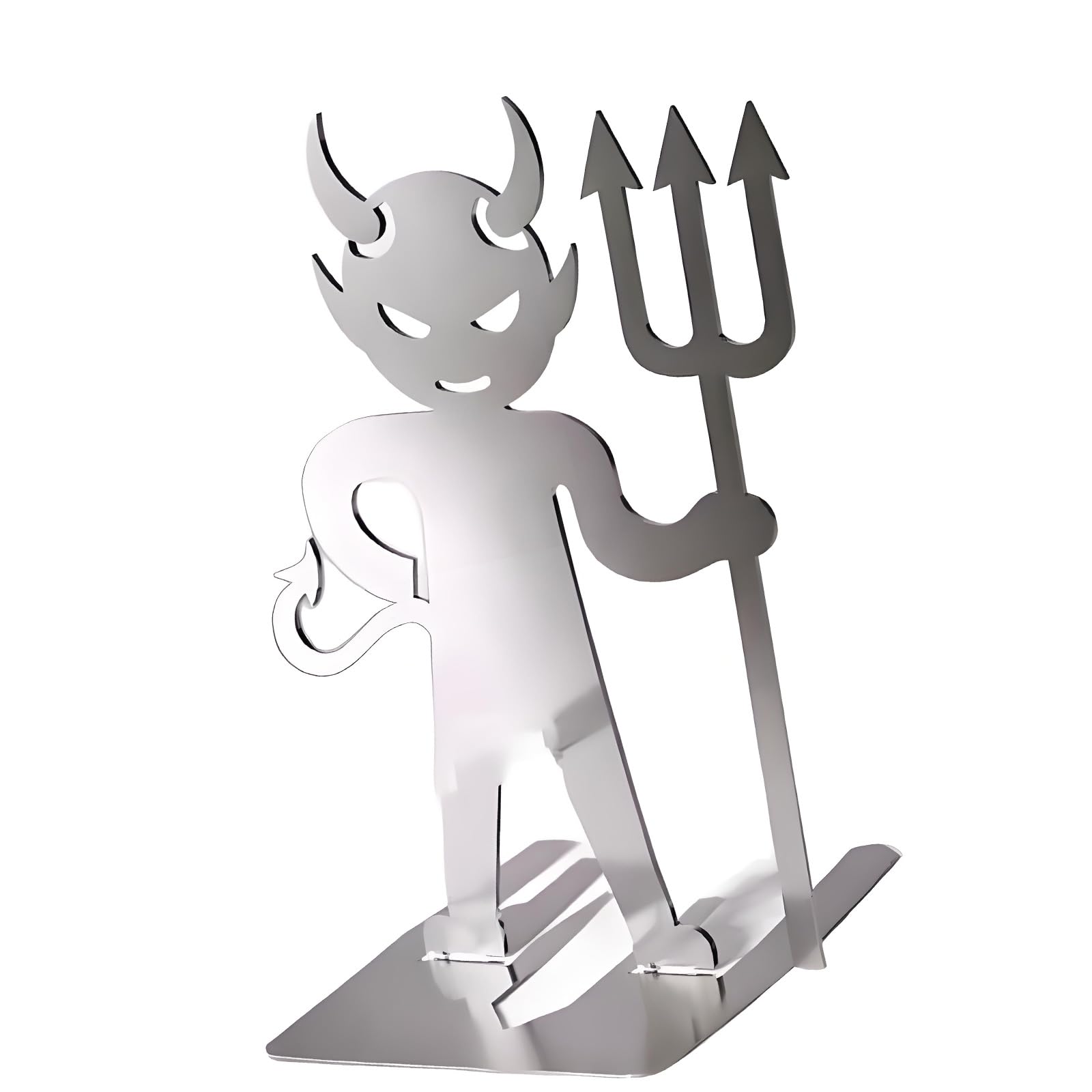 BBQ Sausage Stand Stainless Steel Devil Figure, Compact Freestanding Holder with Sectioned Supports for Backyard Cookouts, Picnic Grills, Home Barbecue Devil Sausage Holder Bbq Stand Grill Skewer Rack