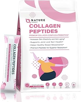 NATURE TARGET,Multi Collagen Peptides Powder - Type I, II, III, V, X - Enhanced Absorption, Hydrolyzed Collagen Peptides with Prebiotics, Sugar-Free, Skin Hair Nail & Joint Support, Non-GMO