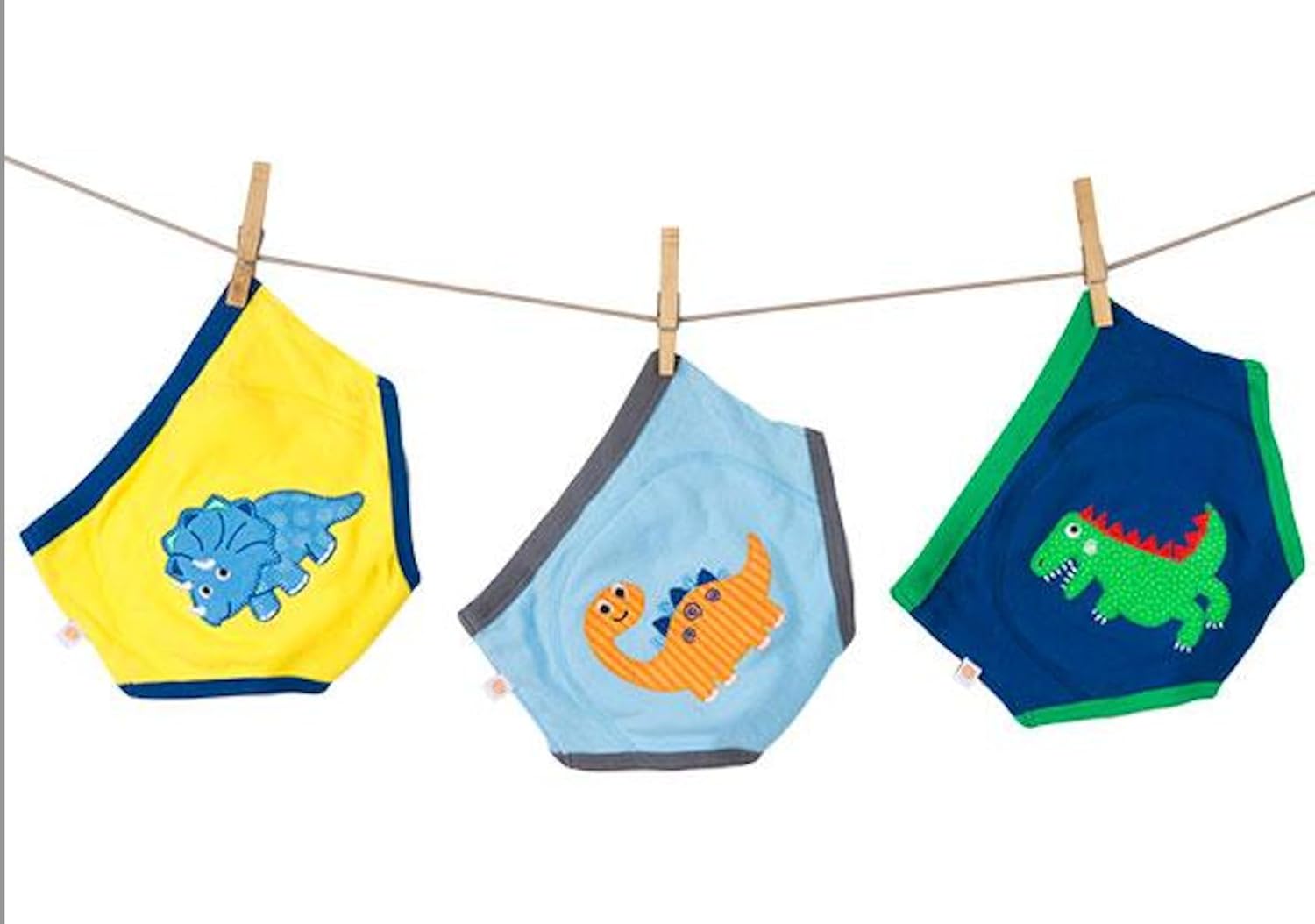 ZOOCCHINI 100% Organic Cotton Potty Training Pant Sets – Boys Jurassic Pals, 3-Piece Set, 2-3 Years, Extra Absorbent, Girls and Boys Underwear for Toddlers