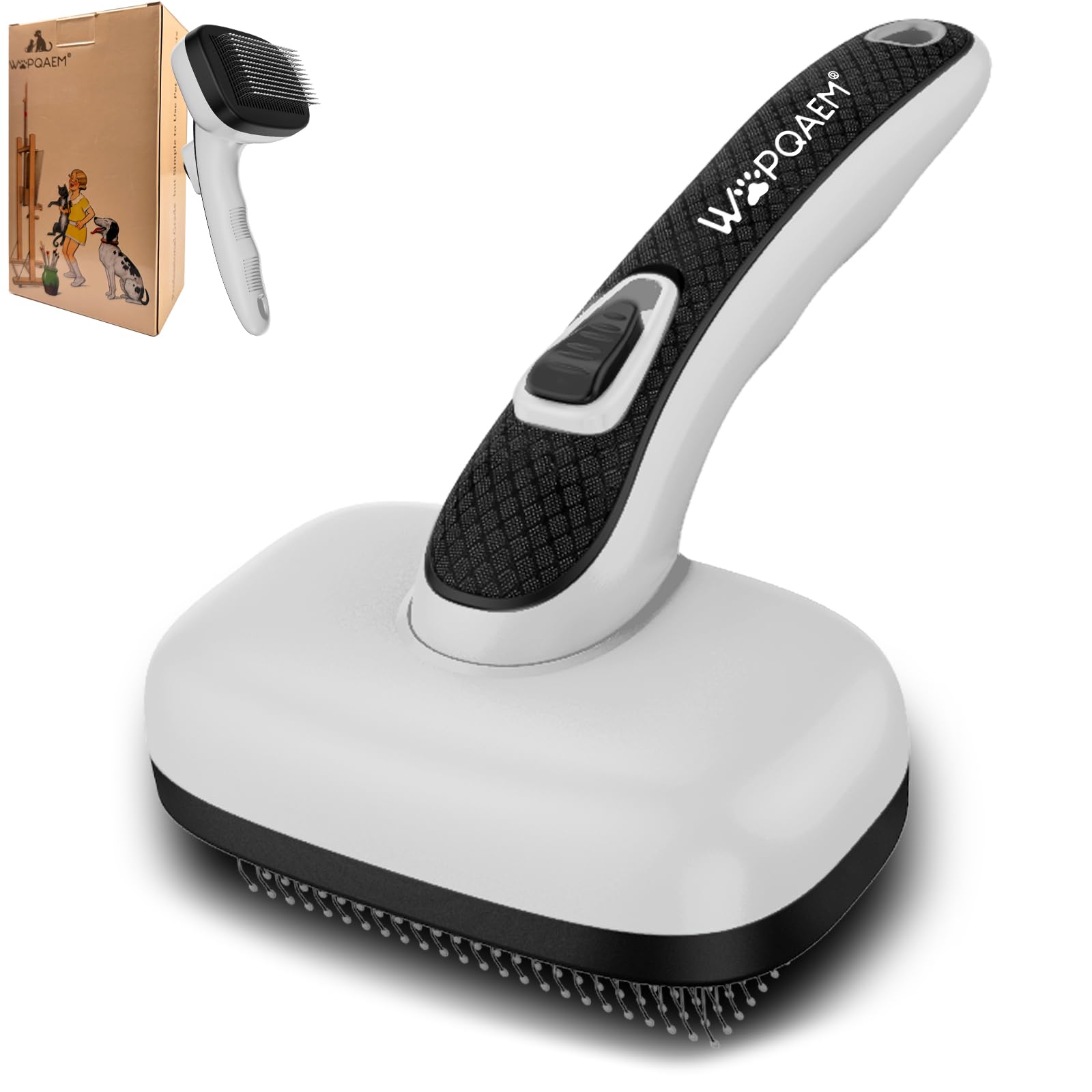 Dogs Cats Self Cleaning Slicker Brush for Shedding & Grooming Any Breed of Pets, Remove Loose Undercoat Knots Mats Tangled Hair for Small Medium Large Animal With Long Short Fur Length-Gray