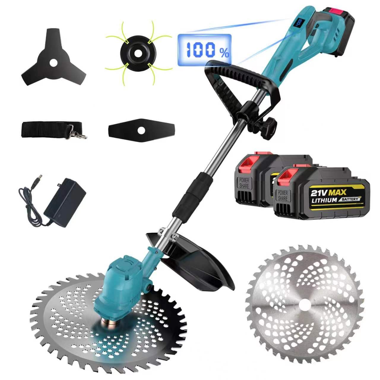 Cortabordes inalámbrico para baterías Makita, Motor sin escobillas 1200W, 2 baterías 4000mAh, telescópico, Cabezal Ajustable césped y maleza