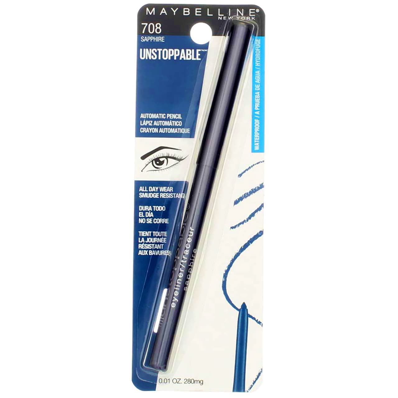 Maybelline New York Unstoppable Waterproof Eyeliner Sapphire 708 0 01 oz Pack of 4