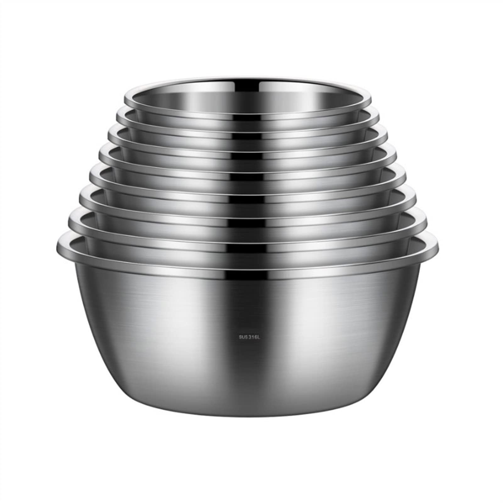 GArood 316 Stainless Steel Mixing Bowls Pots and Pans 8 Piece Set Cooking Baking Metal Nesting Storage Bowls Barbecue Serving Trays Soup Bowls