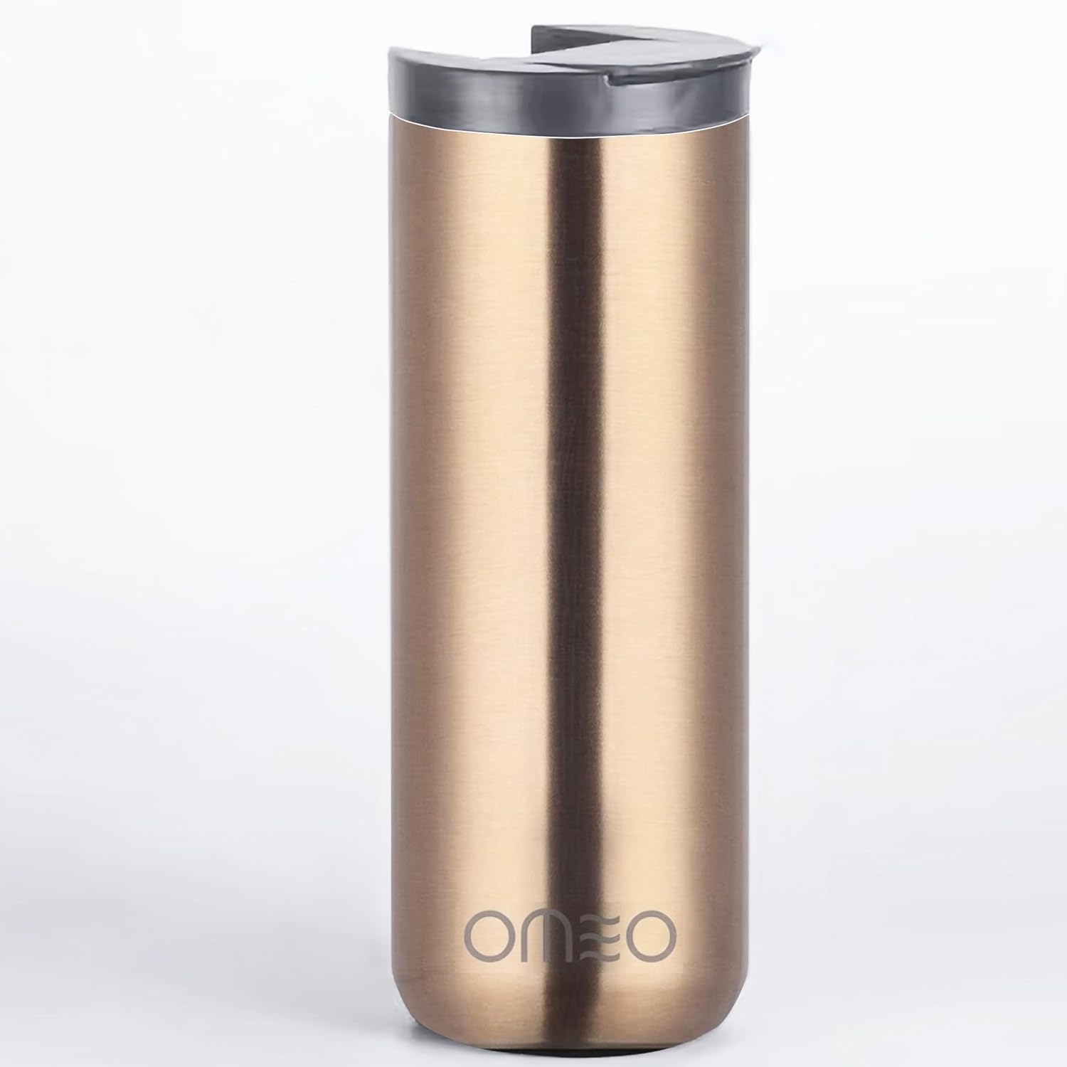 OMEO Stainless Steel Insulated Tumbler with Leak-Resistant Lid | BPA-Free, Easy Clean | Double Wall Vacuum Cup for Hot & Cold Drinks | Portable Water Bottle for Office, Outdoor & Travel | Gold | 550ml