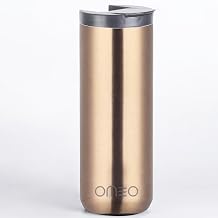 OMEO Stainless Steel Insulated Tumbler with Leak-Resistant Lid | BPA-Free, Easy Clean | Double Wall Vacuum Cup for Hot & Cold Drinks | Portable Water Bottle for Office, Outdoor & Travel | Gold | 550ml