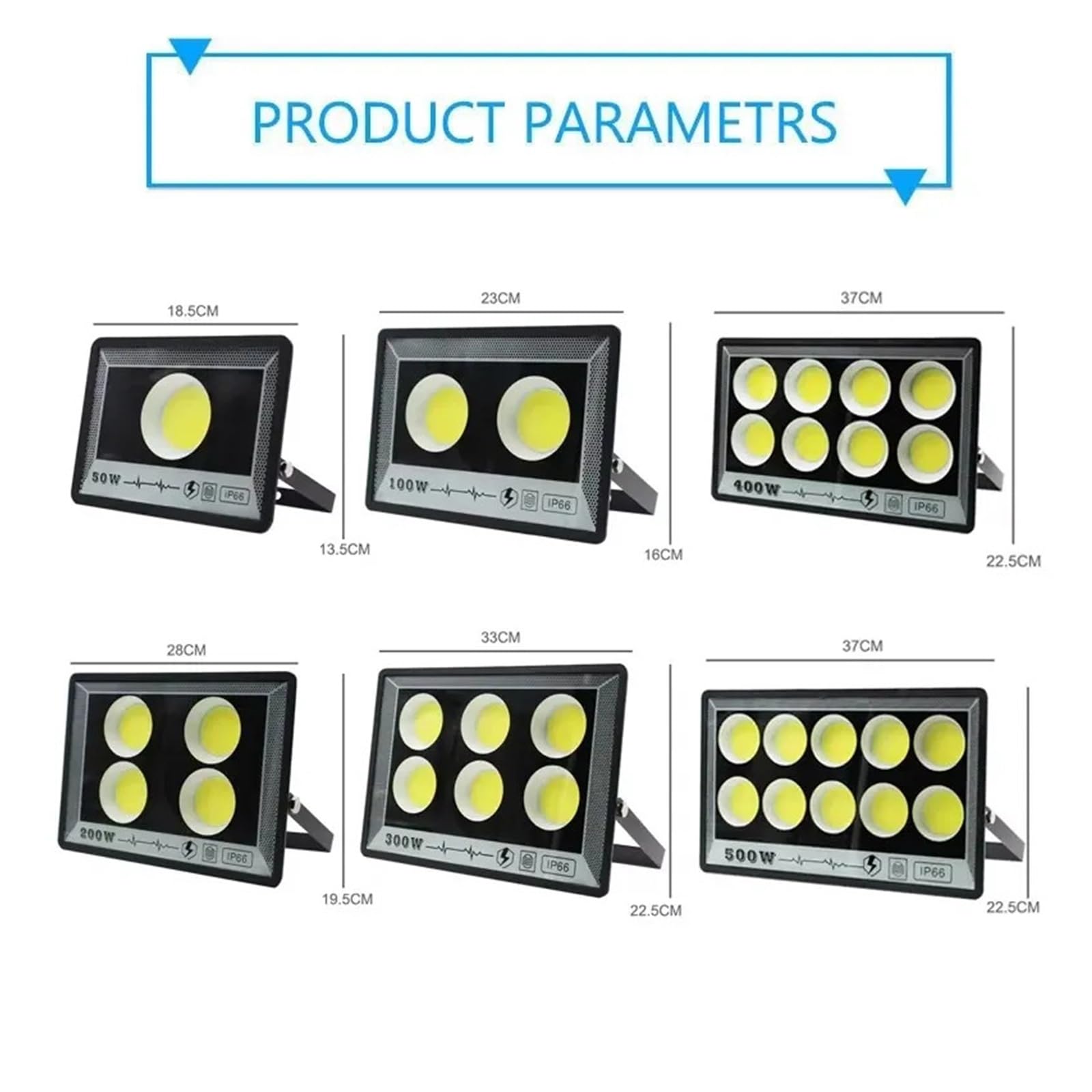Proiettore per esterni, Proiettore a LED 500W 400W 300W 200W 100W 50W AC 220V Faretto da parete for esterni IP66 Lampione stradale a LED impermeabile(Warm White,50W)