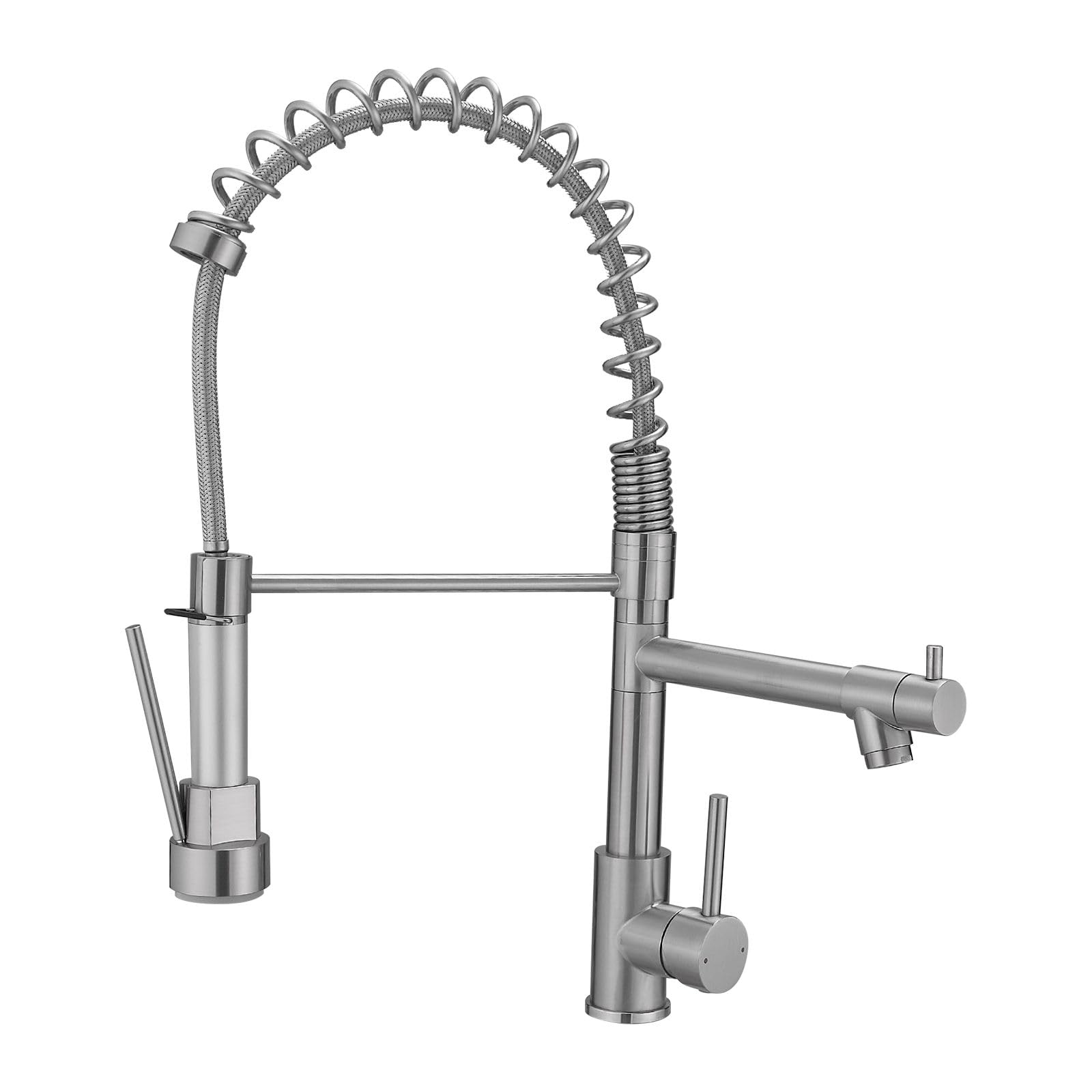COSZWQDP Stainless Steel Kitchen Faucet for Convenience and Style Pull Down Sprayer with 3 Functions for Effortless Cleaning Brushed Nickel Finish