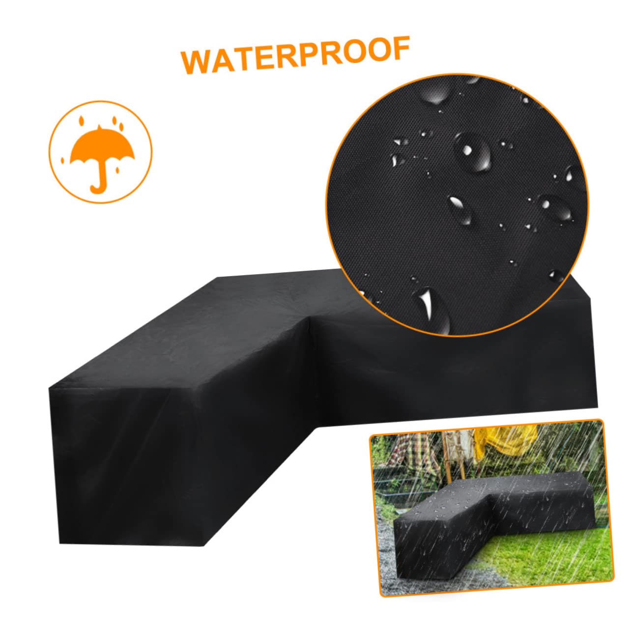 Funda de Sofá Seccional para Patio Exterior 210d Oxford Negro