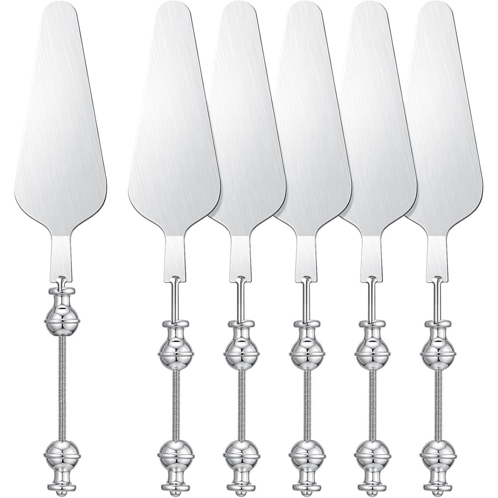 Wesafrae 6 Pcs Beadable Pizza Pie Server Spatula DIY Decorative Beaded Cake Serving Utensils Stainless Steel for Pizza Dessert Cake Cutting Wedding Christmas Party Favor