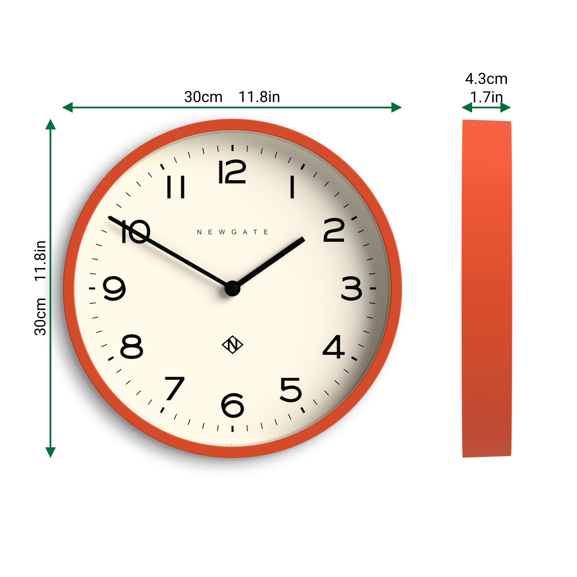 NEWGATE® Number Four Echo wall clock, Orange, 30 x 30 x 4.5 cm - Image 3
