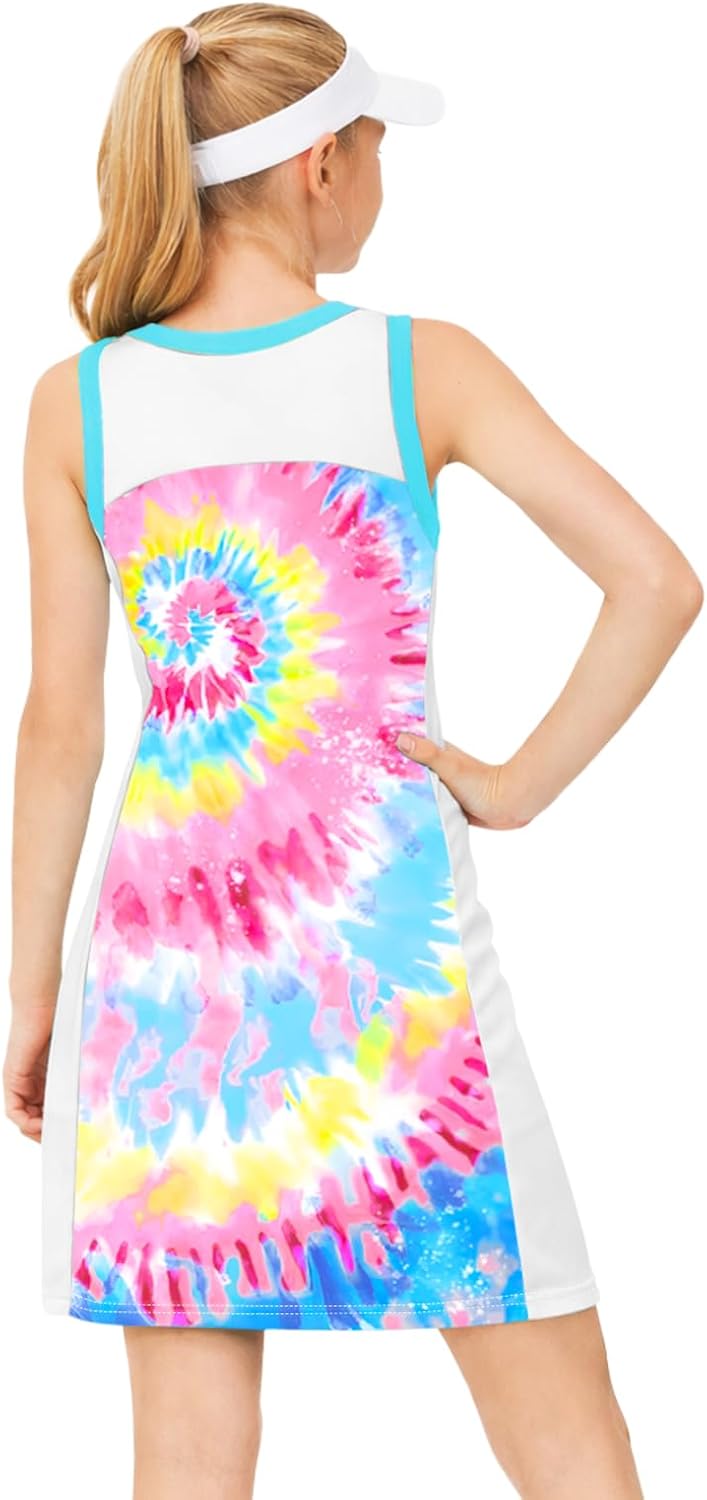 AOBUTE Girls Tennis Outfit 2 Piece Set Sportswear Tank Dress and Shorts 4-12Y