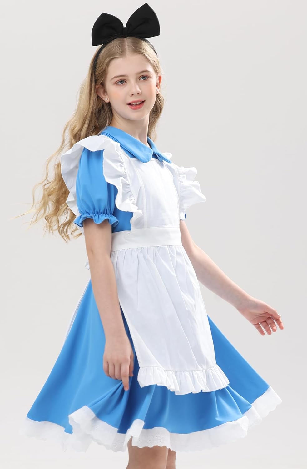qnprt Halloween Costumes for Kids 2025 Princess Costume Girls Bulue Dress - Image 2