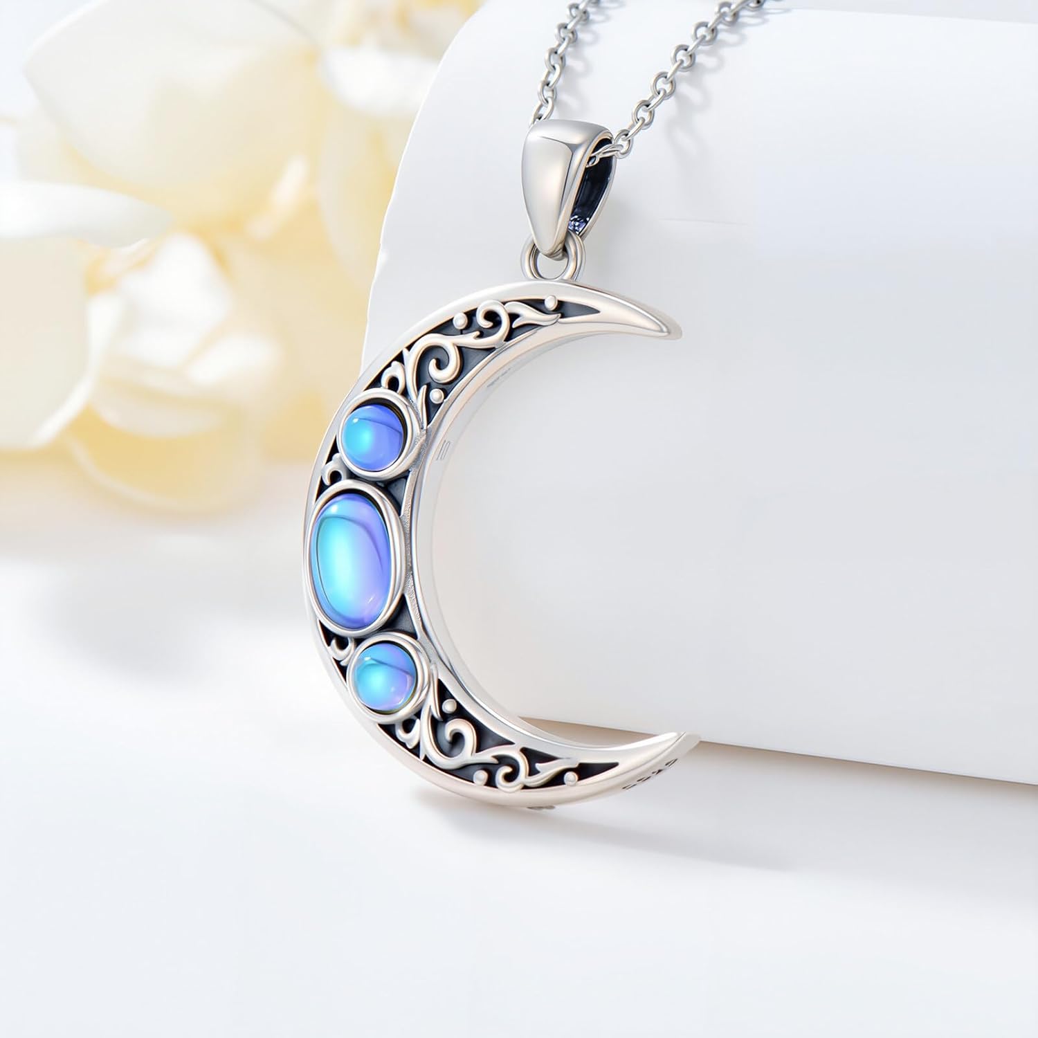 Moonstone Moon Necklace for Women 925 Sterling Silver Moonstone Crescent Moon Pendant Ladies Jewelry Gifts - Image 4