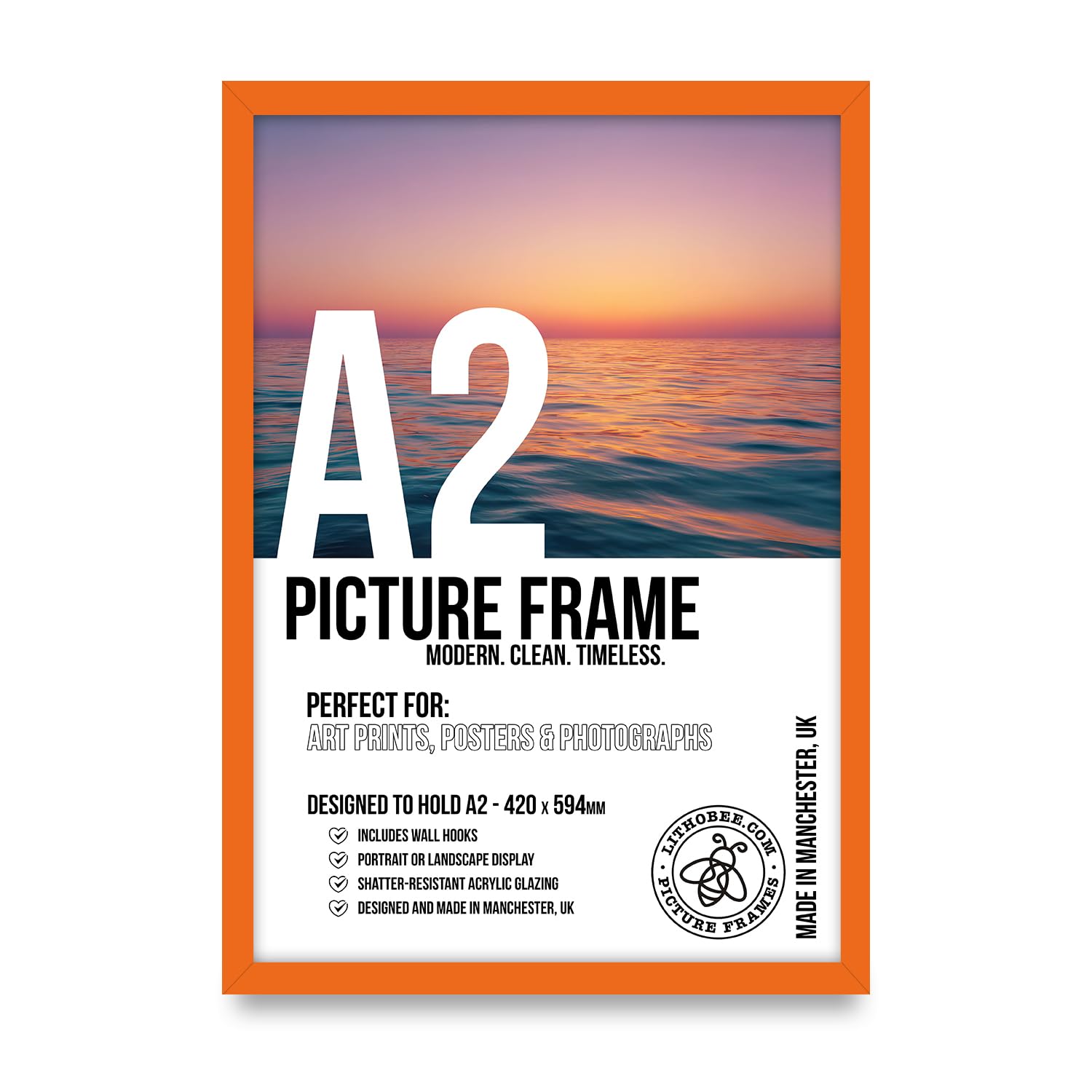 Lithobee Premium Orange A2 Picture Frame