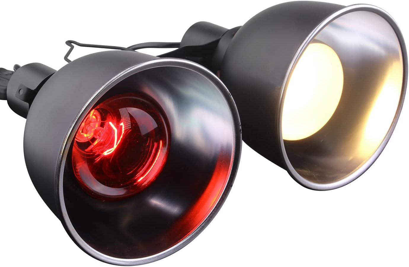 Aiicioo Dual Reptile Light Fixture Combo Deep Dome Reptile Dual Lamp Fixture Includes 100W UVA Daylight Heating Lamp and 100W Infrared Heat Emitter Day Night Basking Heat Lighting Kit