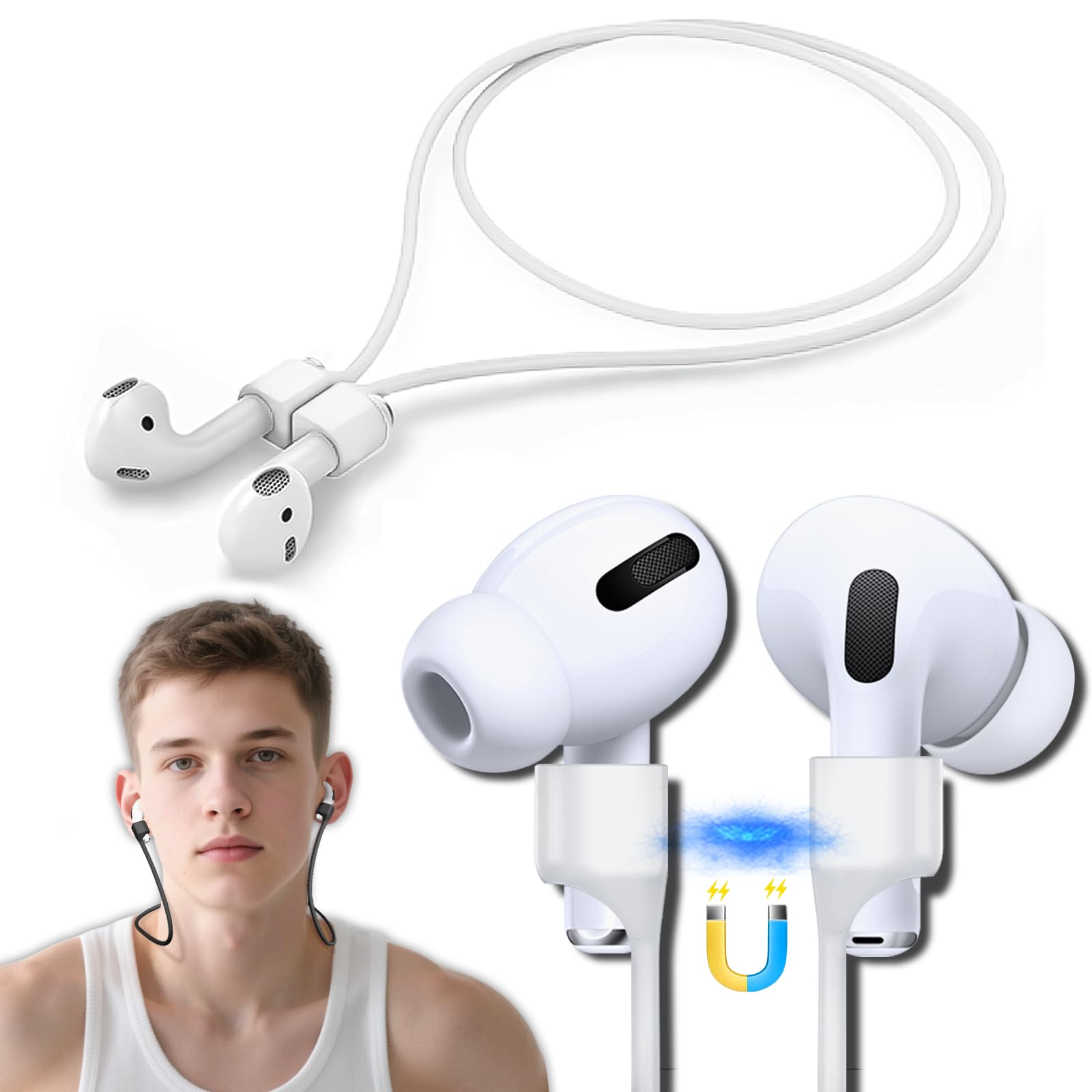 Inesore 1 Pack for AirPods Pro 3 Strap, with AirPod Lanyard Anti-Lost Cord for Sports Anti-Loss Accessories Compatible with AirPods Pro 3/2/1 and