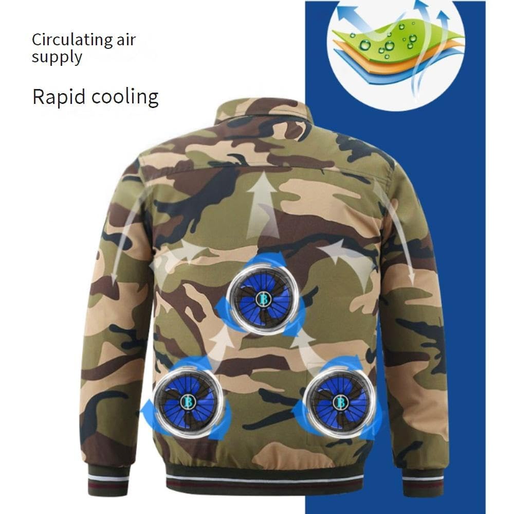 Kurtka z wentylatorem, Kurtka chłodząca z 2-4 wentylatorami 7,4 V, ochrona przed promieniowaniem UV, różne rozmiary, do pracy na zewnątrz(BB 4 Fan,4XL)