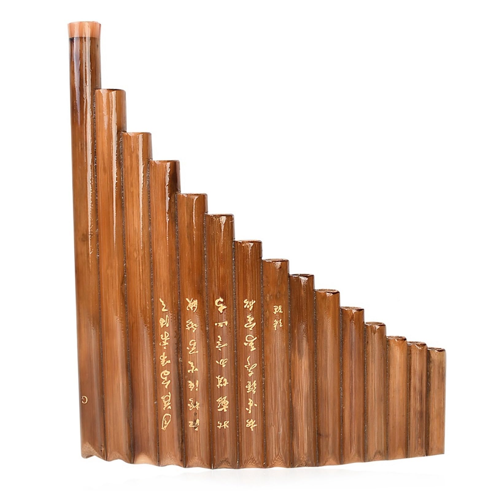 Professional Pan Flute Handmade Left Hand Pan Flute 15 Pipes G Tone Panpipes Folk Wind Instrument For Beginner Brown