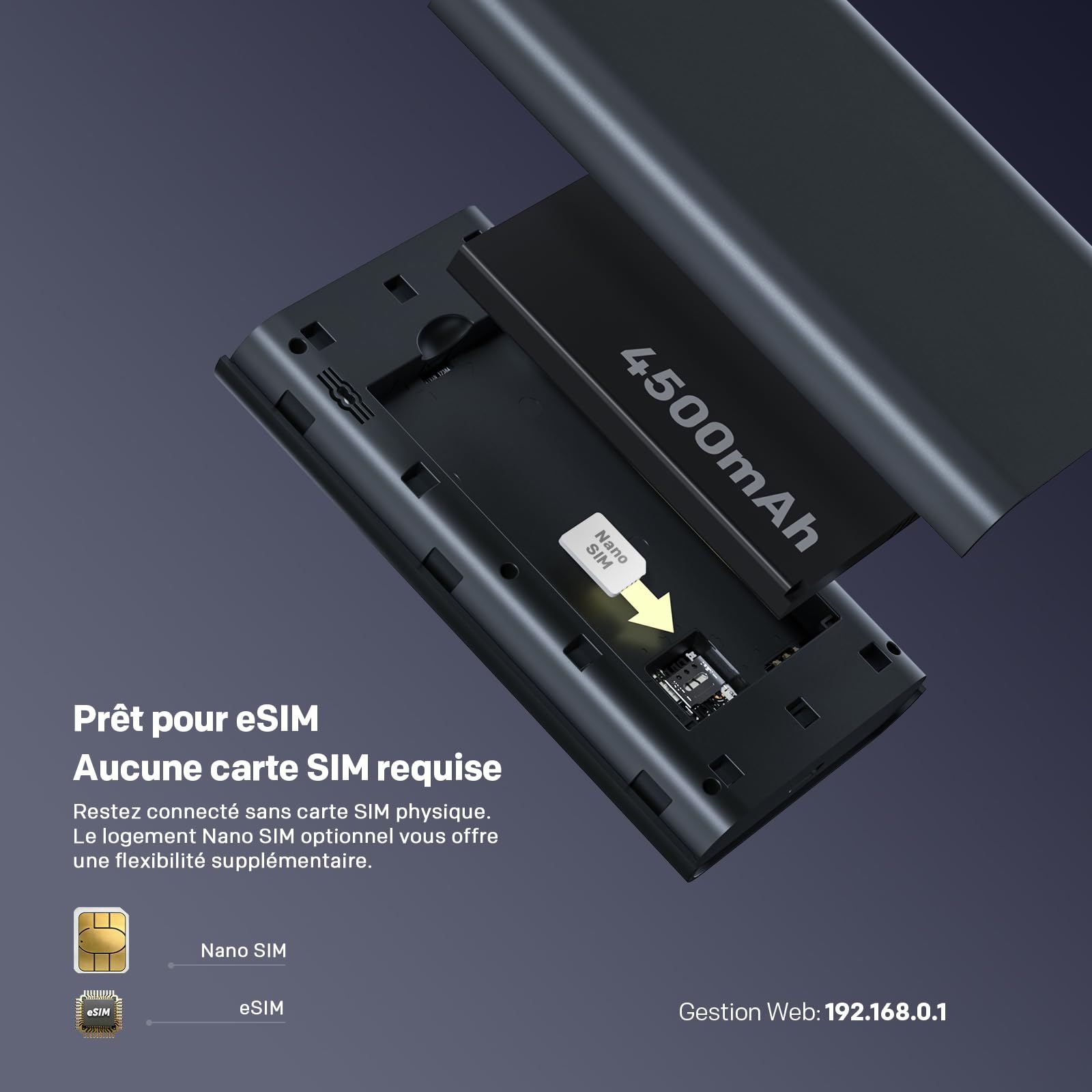 STRONG 5G+ HOPI Routeur 5G Portable WiFi 6 AX1800 avec 5 Go de données, Hotspot WiFi de Poche avec eSIM, jusqu'à 3,4 Gbps en téléchargement 5G, Batterie 4500 mAh, Port USB-C, Fonction Power Bank