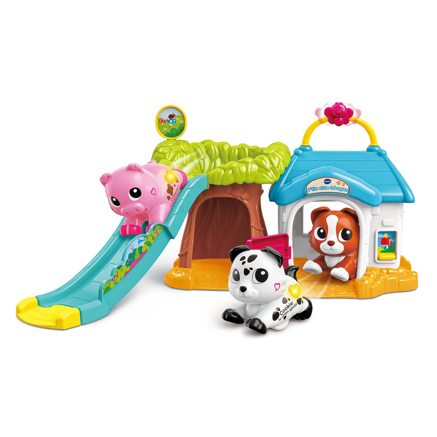 VTech - Tut Tut Animo Bisous P’tite Niche Toboggan - Niche Chien Jouet avec Cookie, Le Chien Gentil - Motricité Fine - Cadeau Enfant de 1 an à 5 Ans - Contenu en Français