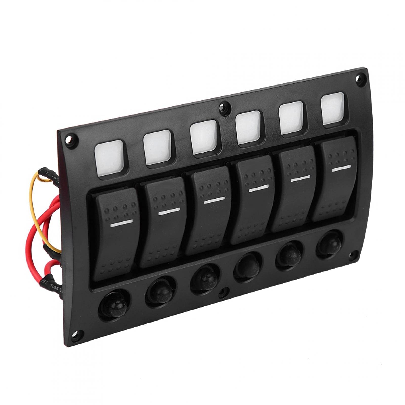 Pannello interruttori a levetta per barca, 6P 12/24V Car Boat RV Yacht Pannello interruttori a levetta on/off con indicatore luminoso a LED Interruttore automatico nero