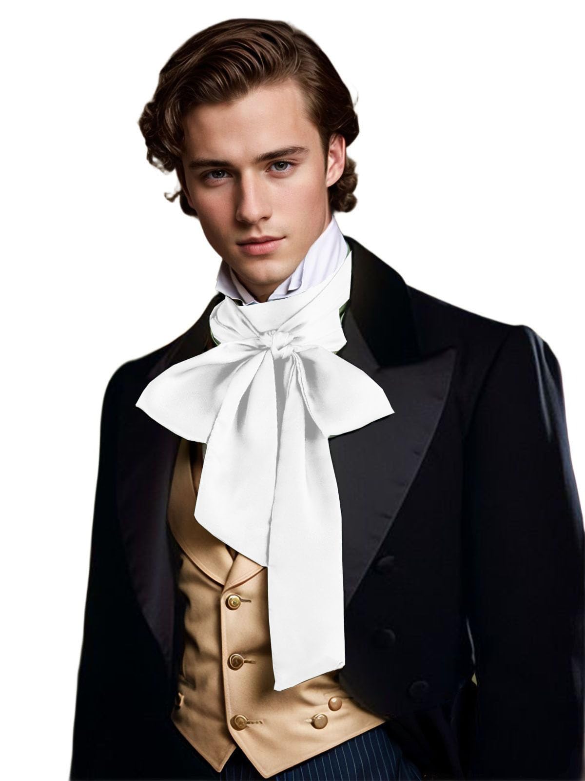 Unykaflor Renaissance Scarf Jabot Cravat,Mens Costume Collar for Victorian Edwardian Western Wedding Halloween Necktie โ image 1