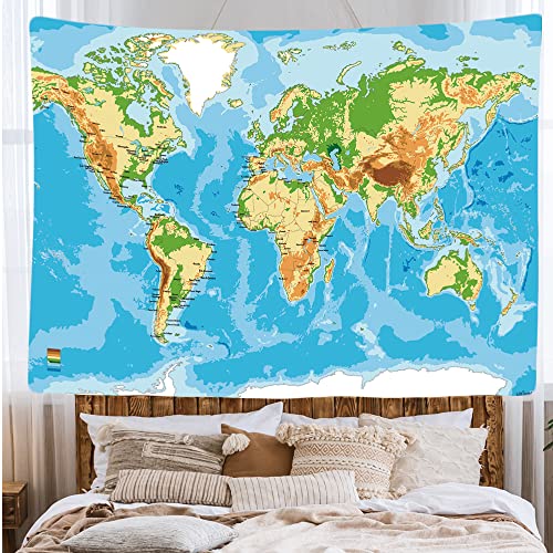 Ulticool - Weltkarte Wandteppich XXL - 200 x 150 cm - Poster Wand Teppich Tuch Fototapete - Hippie Boho Aesthetic Deko - Wandbehang Strandtuch Vorhang Gemälde - Accessoires Schlafzimmer Wohnzimmer