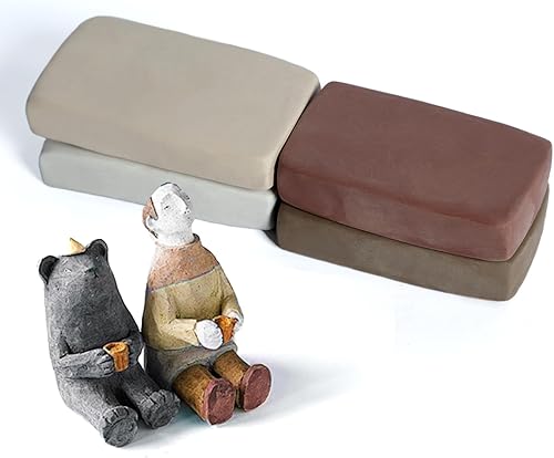 Arcilla seca al aire natural, arcilla de modelado de 4 colores, arcilla de cerámica de 2.2 libras, arcilla de cerámica de bajo fuego, arcilla