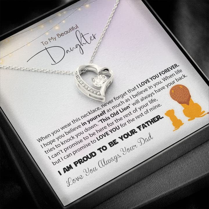 To My Daughter Necklace From Dad, Birthday Gifts For Daughter, Father Daughter Gifts With Inspirational Message Card2