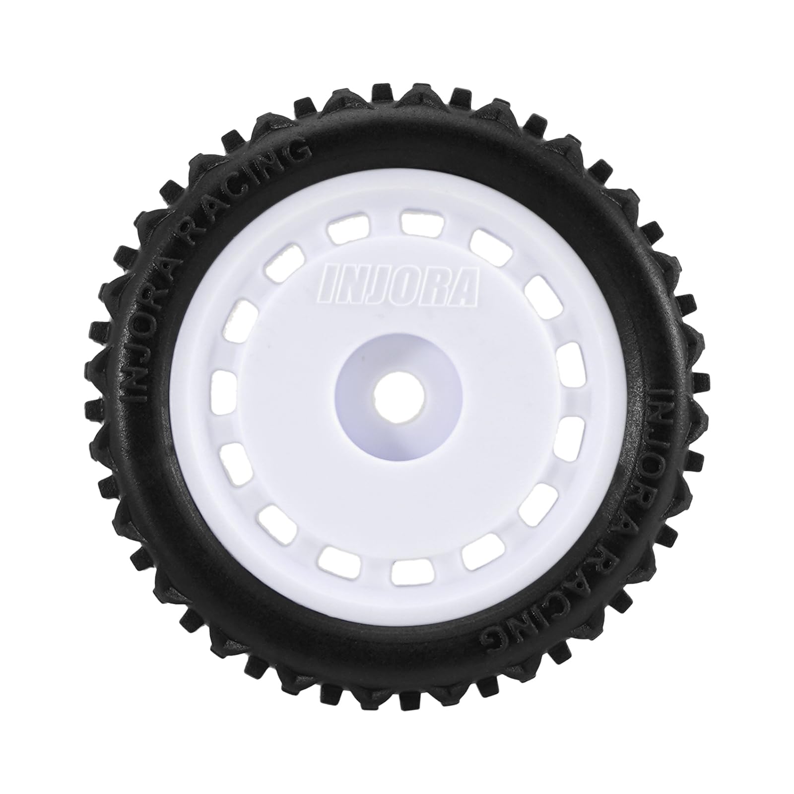 INJORA Pre-mounted Pin Buggy Tires & Wheels for 1/28 Losi Micro-T,4pcs, White - Image 3