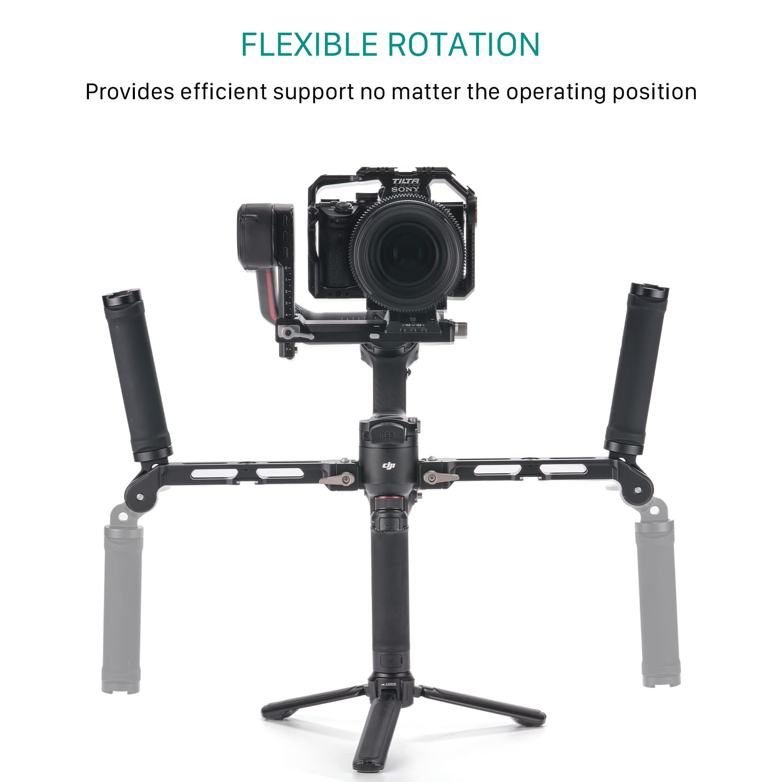 Tilta Batterijgreep Basis Accessoire Montagebeugel Compatibel met DJI RS4/RS4 Pro/RS3/RS3 Pro/RS2/RSC2 Gimbal, met Cold Shoe NATO Rail TGA-BHB