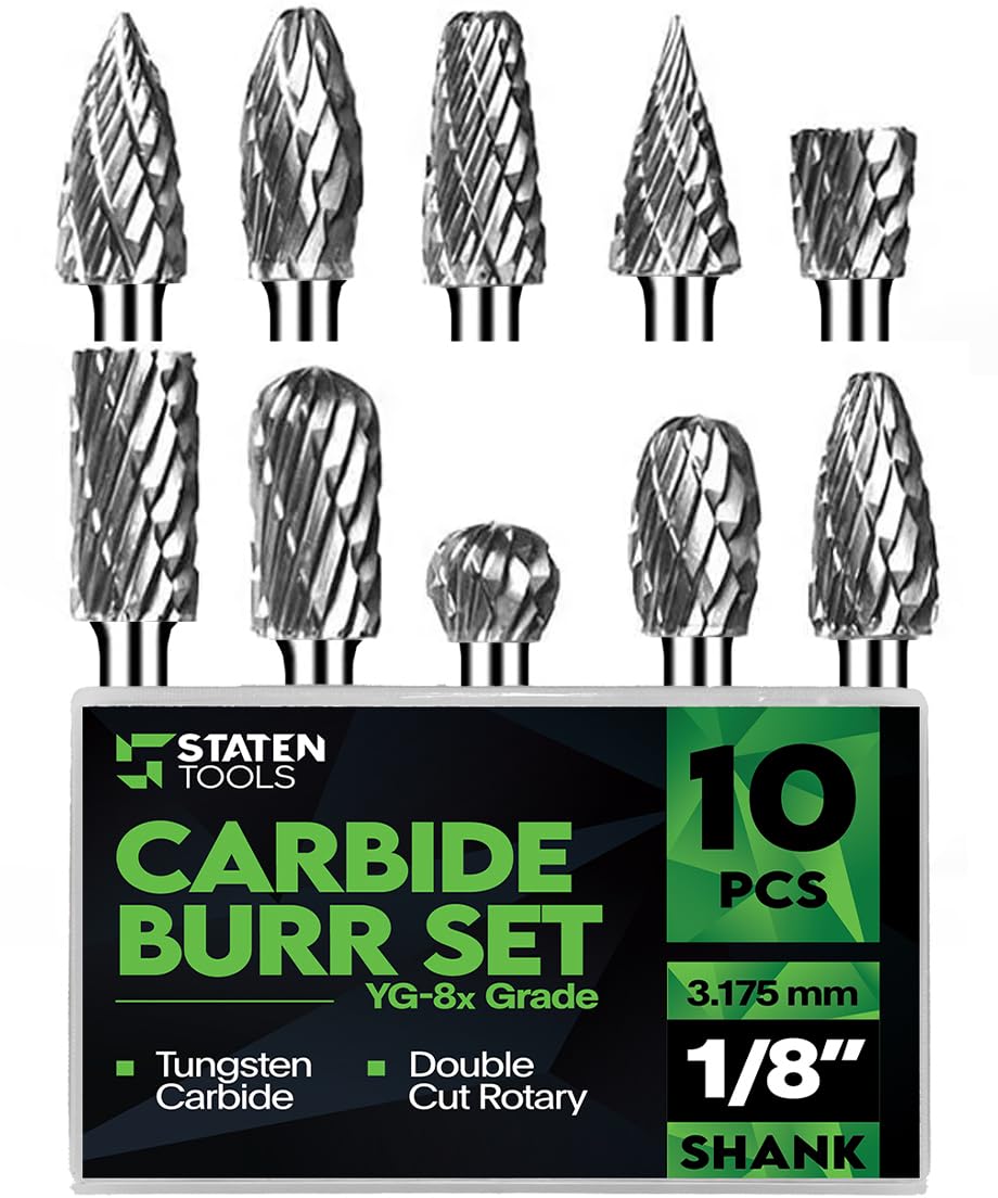 1/8 In Carbide Burr Set 20-Pc Double Cut Die Grinder Bits for Metal — Amazon image 7