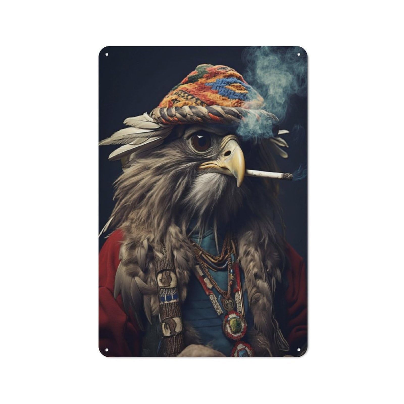 Junmoney Hippie Eagle Smoking 30X20cm Retro Metal Sign With For Café Or Restaurant, For Collectors Decorating Cafés And Restaurants