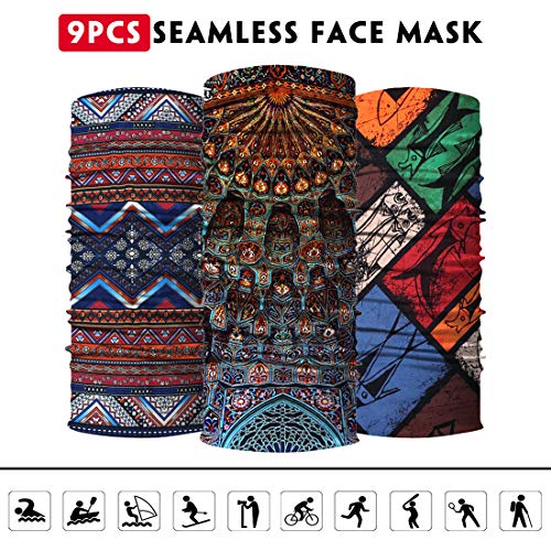 Image of Venswell Neck Gaiter Face Mask Men Women,Seamless Bandana Rave Face Cover Scarf Mask,Balaclava,Headband, Head Wrap,Headwear
