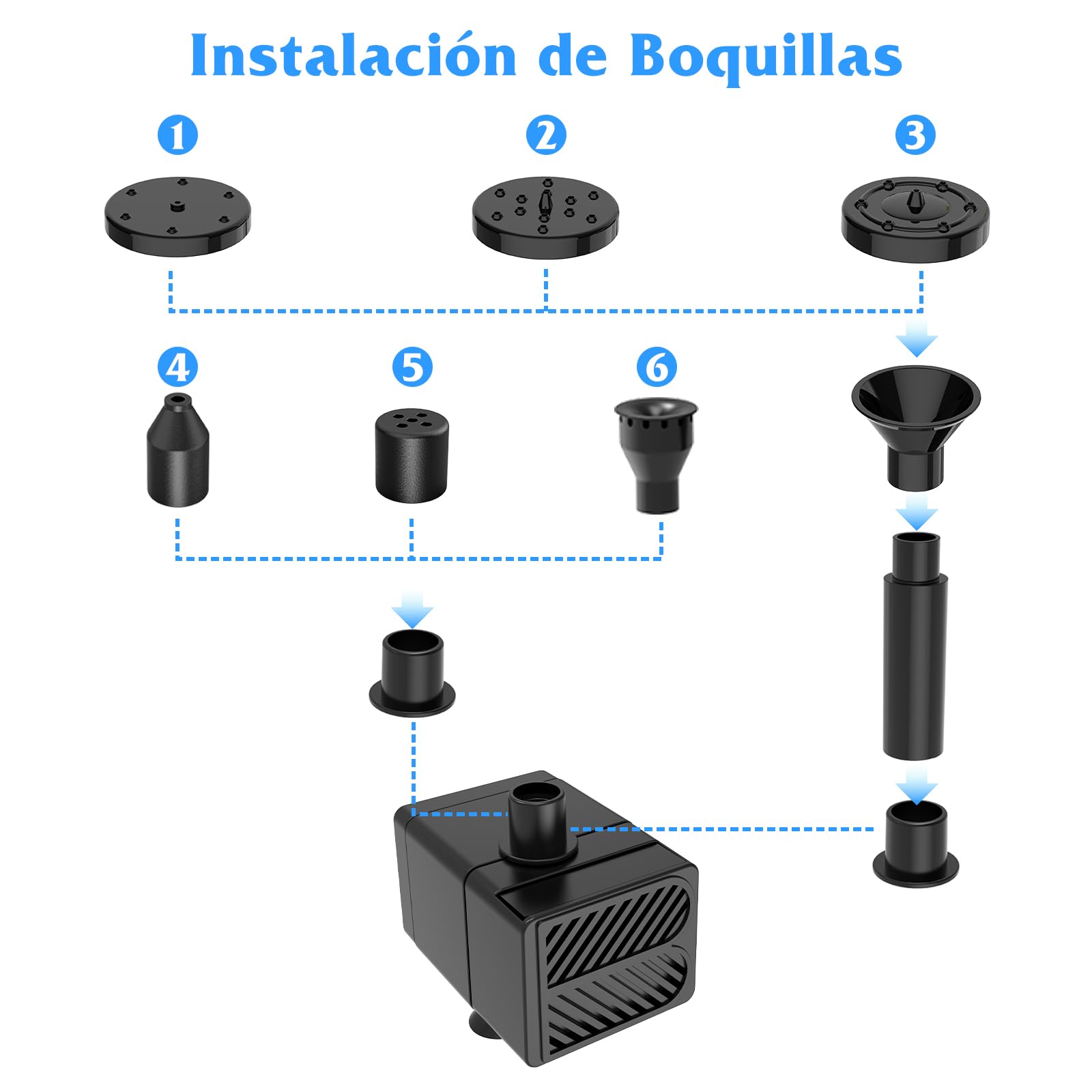 Fuente Solar 2,5W Baño de Pájaros Bomba Desmontable Actualizada con Clip de Fijación con 6 Efectos de Pulverización para Riego de Aves, Decoración de Jardine