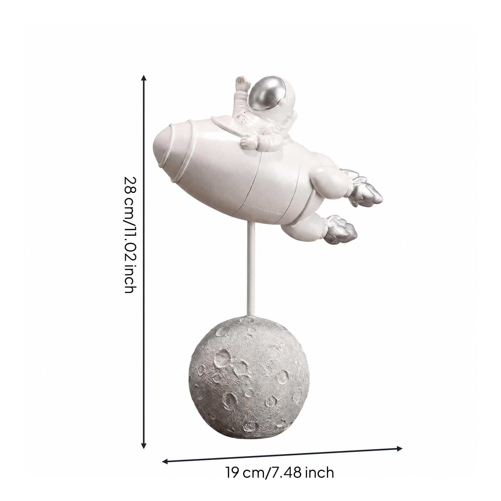 F Fityle Figura Nave Temático Figura Hombre con Nave Cósmico Metálico Estatuas Cósmico Resina