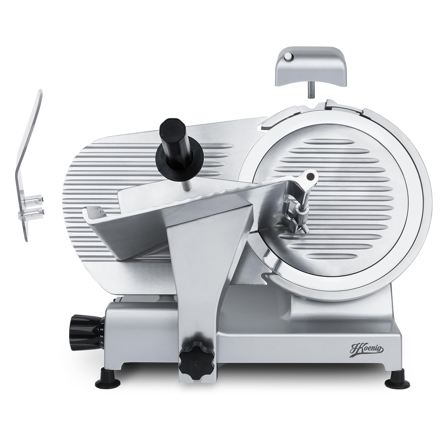 H.Koenig Affettatrice elettrica professionale MSX300, Lama made in Italy da 30cm, Affettatura di precisione, Spessore di taglio 0-15 mm, 282 giri/minuti, inox