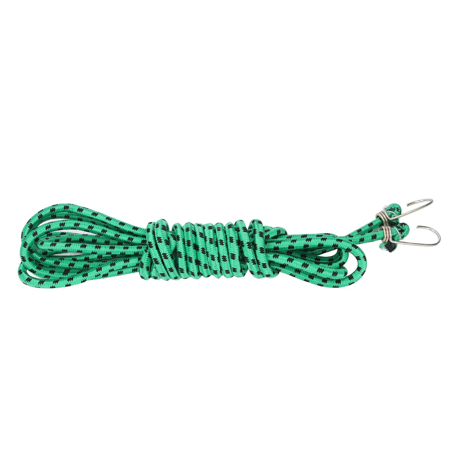 Corda elastica da 5 pezzi da 20 piedi, corda elastica in gomma ispessita verde con ganci resistenti, fissaggio sicuro per teloni, mobili e bagagli, ganci rivestiti per uso interno