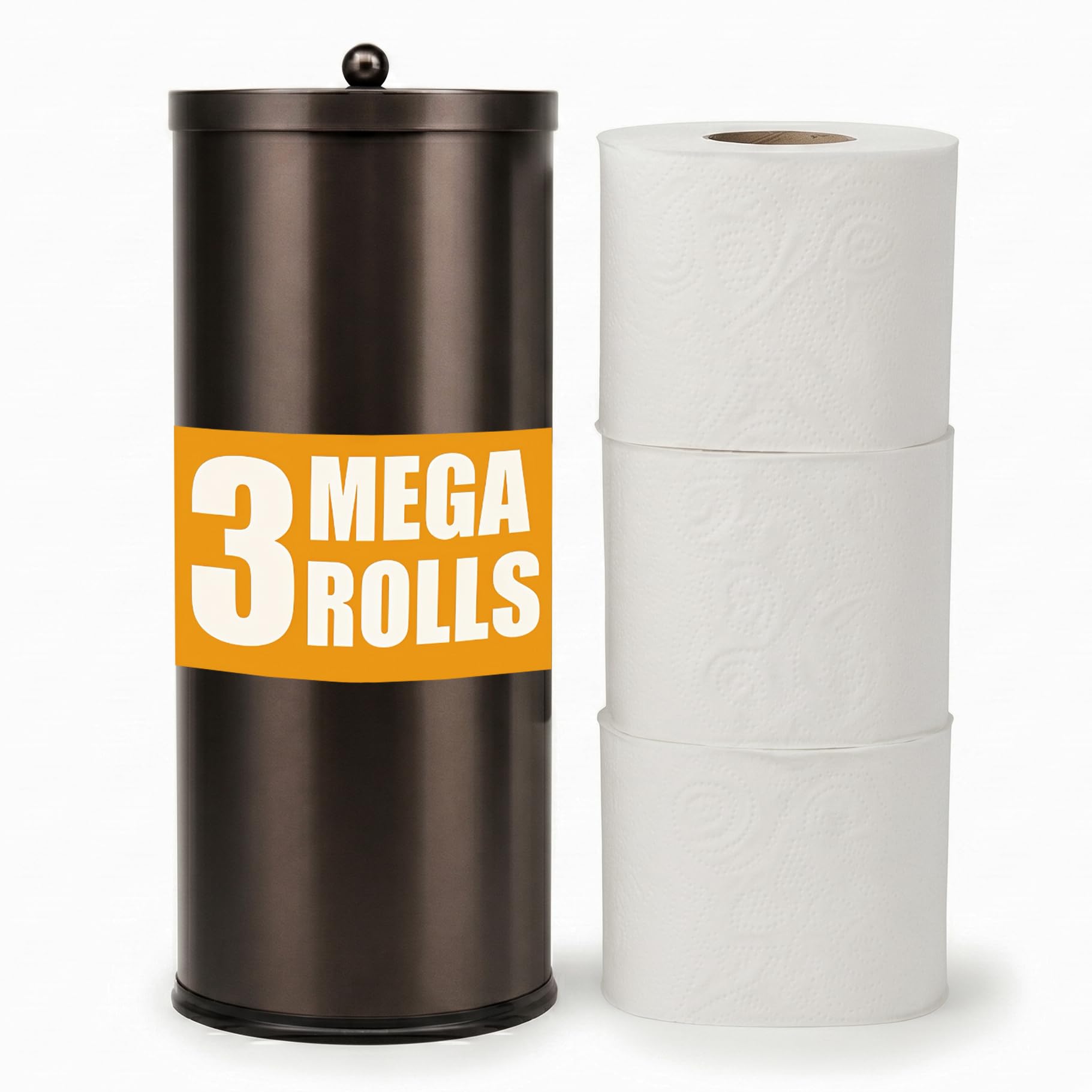 Photo 1 of [2023 Upgraded Version] HUJI Rust Resistant Stainless Steel Toilet Paper Roll Canister Holder w/Removable Base for Bathroom Storage (1 Pack, Toilet Paper Canister) (Bronze)