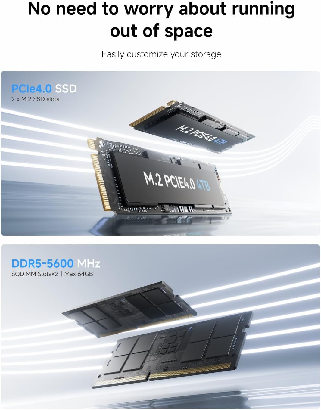 MINISFORUM Mini PC UM870 Slim, AMD Ryzen 7 8745H CPU 8C/16T fino a