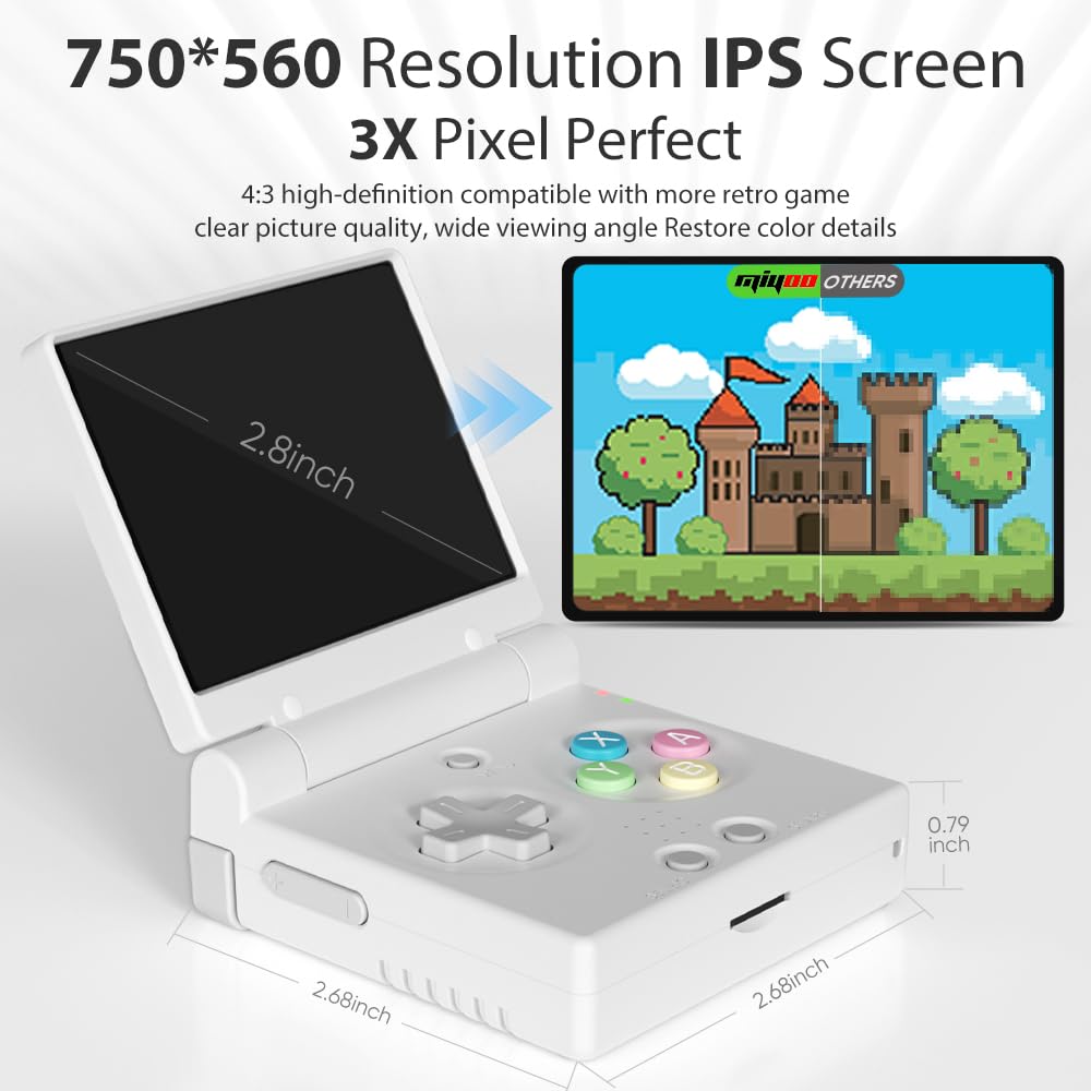 Miyoo Mini Flip Retro Handheld Game Console, 2.8 Inch 750*560 IPS