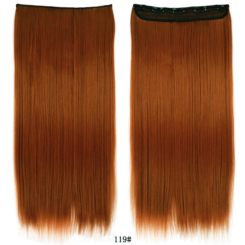 LaLuLoLi Copper Red Thick 120g Straight Clip In Synthetic Hair Extensions Long Fire Red Hairpiece 24" Smooth Silky Hair Exntension With 5 Clips (#119 - Image 2