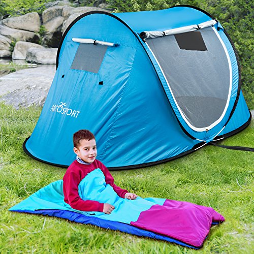 Kids or Children’s Junior Sleeping Bags – Polyester Ultralight Sleeping Bag for Camping & Hiking – Withstands Extreme Temp. of 32-60°F – Includes Backpack for Storage & Carrying