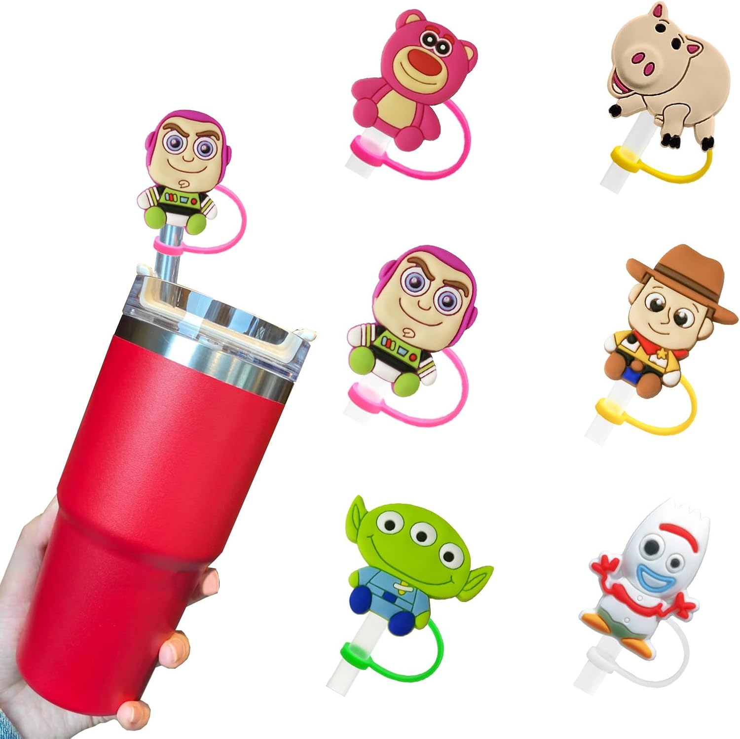 6Pcs Silicone Straw cover Reusable Straw Toppers Drinking