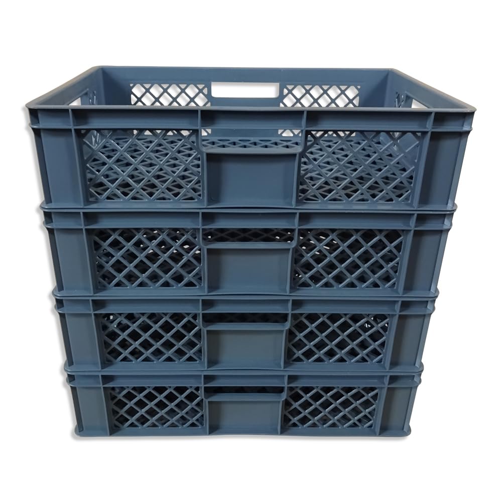 kanister-vertrieb® 4er SET Bäckerkisten 600x400x150mm, Bäckerkiste, Brotkiste, Brotkörbe, Brötchenkiste, Aufbewahrungsbox offen, 60x40x15cm, Stapelbehälter, Eurobehälter, Stapelkisten grau