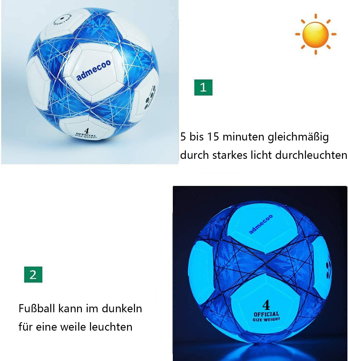Sport Erwachsene Traditionelle/Beleuchtung Fußball Glühen in der Dunkelheit Fußball Jugend und Bälle für Nacht Spiele -Größe 3/4/5 von offizieller Größe Gewicht