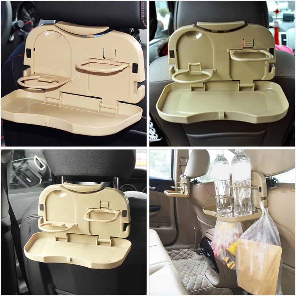iplusmile 2pcs Backseat Tray Table Car Drink and Snack Holder for Back Seat Multi-functional Organizer for Travel Color Variation Possible