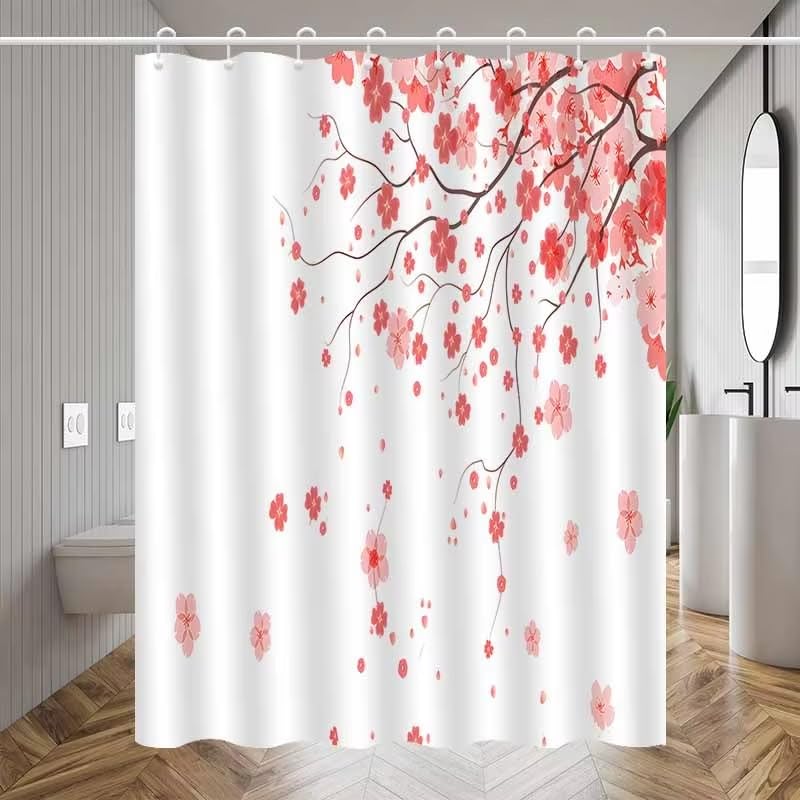 Rideau de douche de qualité supérieure fleurs de cerisier en polyester - 3