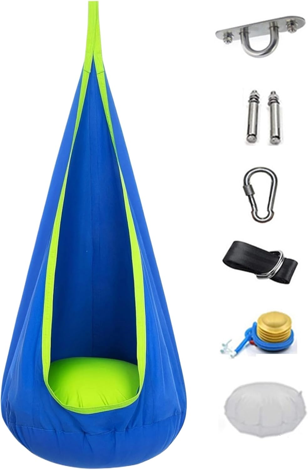 Kids Pod Swing Chair - Child Hammock - Outdoor Game Accessories, Play Tent House with Inflatable Cushion for Living Room